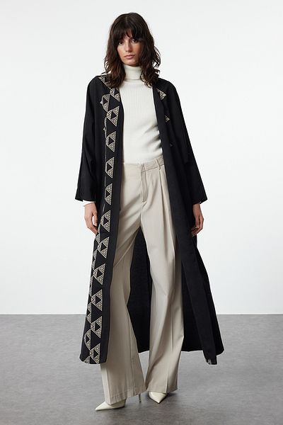 Trendyol Modest Μαύρο εμπριμέ υφαντό - Καπάκι, Ferace και Abaya TCTAW25KF00012