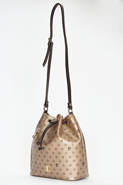 Pierre Cardin Goldfarbene Damen-Umhängetasche mit Monogramm 05PO22Y1544