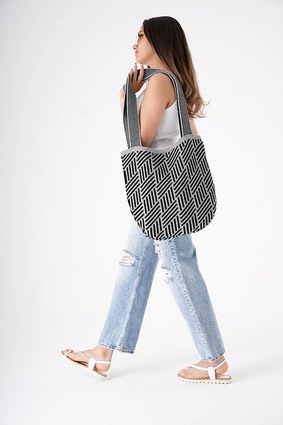 CHUBA Ethnic Bohemian Knitwear Shopper - Gray Strap Casual Hand and Shoulder Bag CHAX811