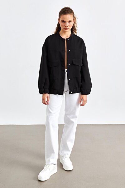 YOUR NAME Yüksek Bel Kargo Cepli Beyaz Kadın Pantolon