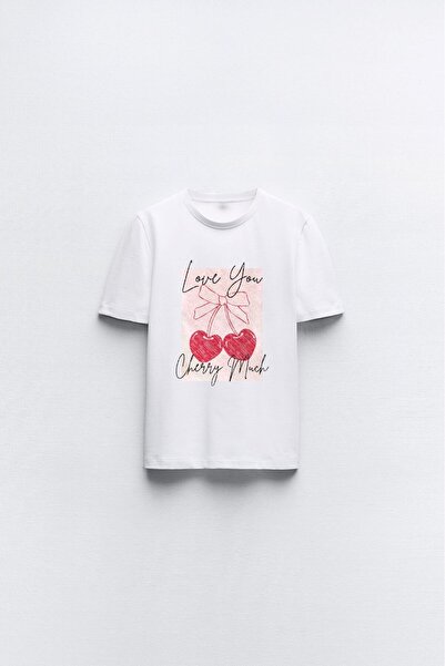 The Champ Clothing Λευκό γυναικείο μπλουζάκι Love You Chery Much Written Cherry Printed