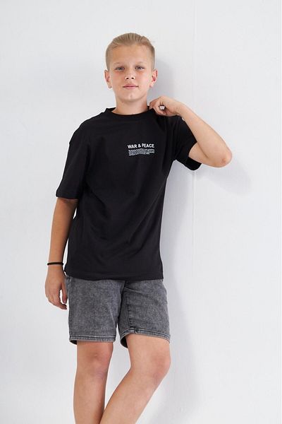 The Champ Clothing Tricou negru pentru copii scris și imprimat Pablo Picasso - Război și pace