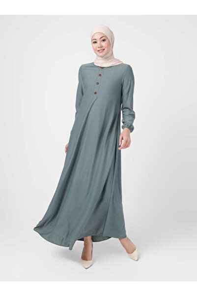 Ecesun فستان أخضر نعناعي مزين بأزرار - 578