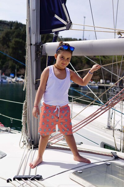 C&City Father Son Digital Printed Sea Shorts C1153-c11017 Salmon