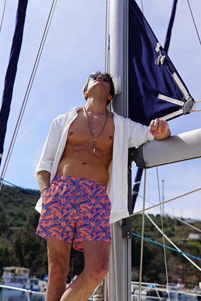 C&City Pánské šortky s digitálním potiskem C1188 Salmon