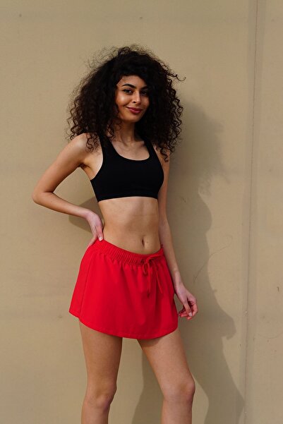 C&City Lycra-Badeshorts-Rock für Damen C1810 Rot