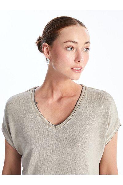 LC Waikiki V-Neck Plain Short Sleeve Women's T-Shirt