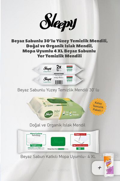 Sleepy Organic Wipes, Mopa Compatible 4xl, and 30 Pieces Surface Towel, Cotton Gift