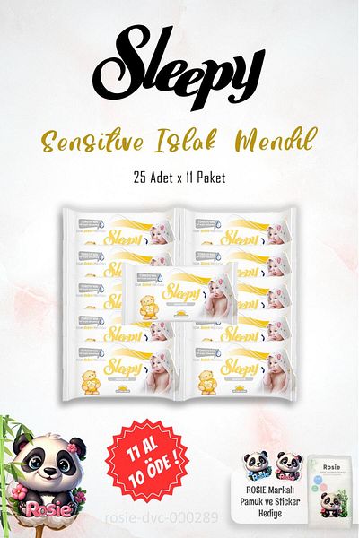 Sleepy AL 10 PAY Sleepy Sensitive Wet Wipes 25-Pack and 60-Pack ROSIE
