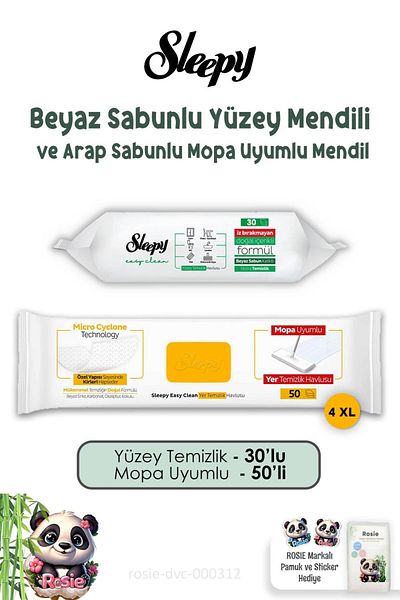 Sleepy 30pcs White Soap and 50pcs Arabian Soap Surface Cleaning Towels and Rosie