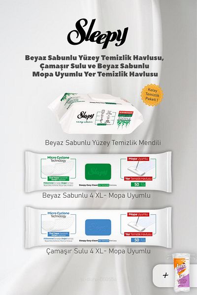 Sleepy Easy Clean Surface Cleaning Towel Package and 50 gr Cotton Gift