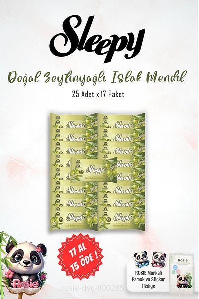 Sleepy 17 GET 15 PAY Sleepy Natural Olive Oil Wet Wipes 25 Pack and ROSIE