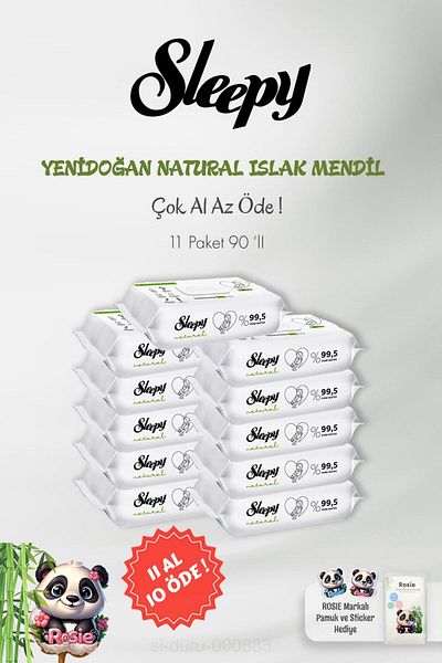 Sleepy Natural Newborn Wet Wipes 90 Pieces Buy 11 Pay 10 and Pack of 60 Rosie