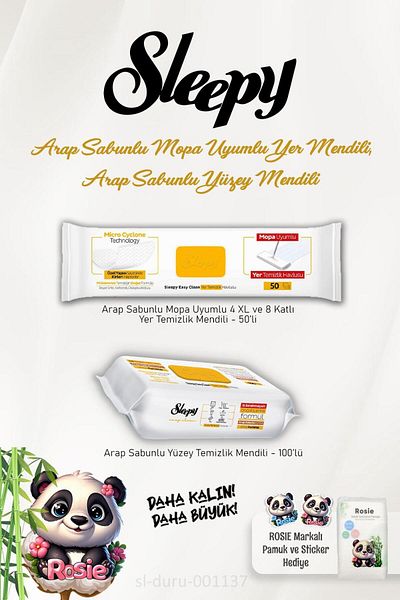 Sleepy 4 Xlarge Soap Additive Floor Cleaning Towels - 50 Sheets, Soap Surface Wipes 100 pcs
