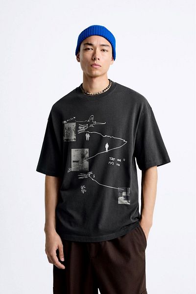 The Champ Clothing Μαύρο ανδρικό μπλουζάκι Oversize - Art Work Printed