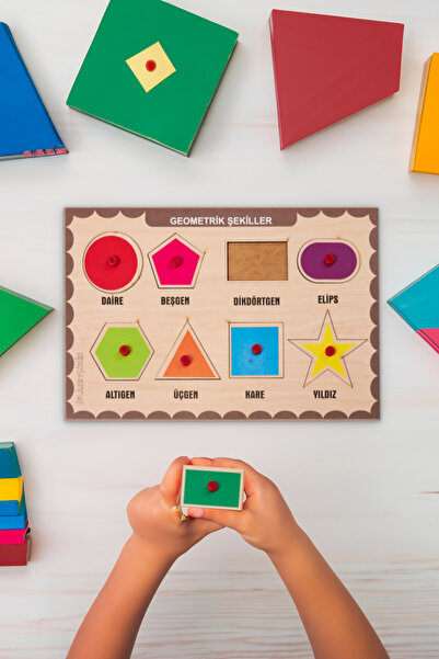 printkonsept Geometrik şekiller Tutmalı Ahşap Puzzle