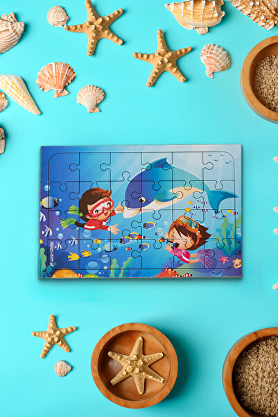 printkonsept مجموعة ألغاز غاطسة خشبية مكونة من 24 قطعة