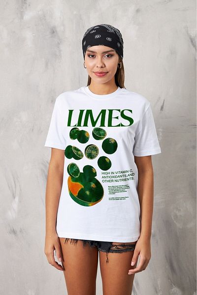 The Champ Clothing Tricou damă cu imprimeu limes cu model alb lamaie