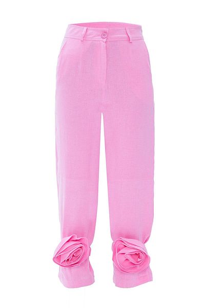 NOK İSTANBUL Pink 100% Linen So Cool Pants