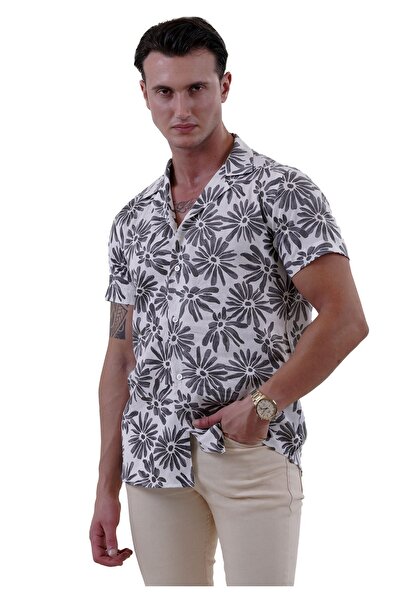 Exve Exclusive Hawaiian Comfortable Fit Black Floral Printed Summer Shirt