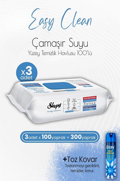 Sleepy Easy Clean Surface Cleaning Towel with Bleach Additive 100 Pieces X 3 Pieces and Dust Repellent