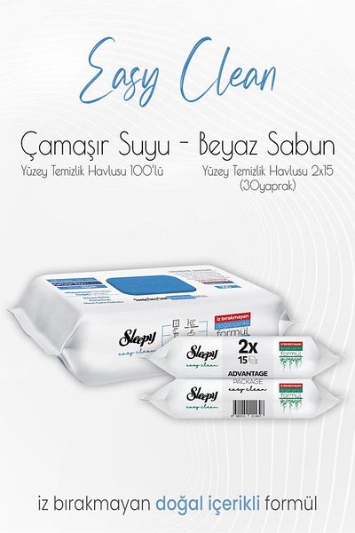 Sleepy Easy Clean Surface Cleaning Towel 2x15 Sheets (30 SHEETS) and 100 Pieces with Bleach Additive