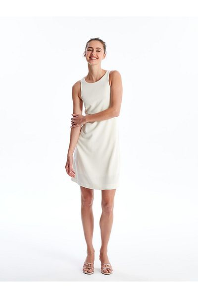 LC Waikiki LCW Vision Crew Neck Flat Linen Blended Women's Dress