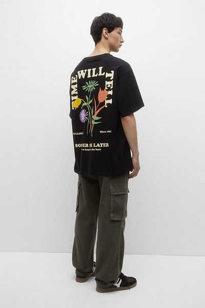 The Champ Clothing Ανδρικό μπλουζάκι με στάμπα Tulip Design Μαύρο Oversize - Sooner or Later
