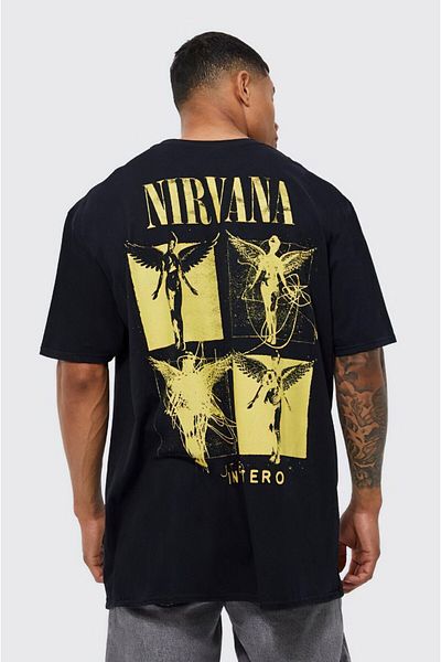 The Champ Clothing Ανδρικό μπλουζάκι με λαιμόκοψη Nirvana με εμπριμέ μαύρο Oversize