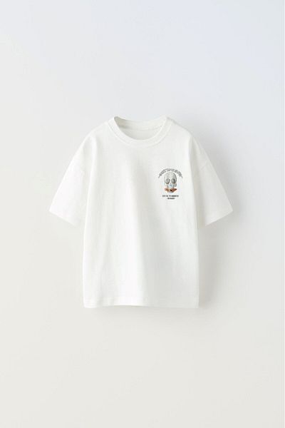 The Champ Clothing Бяла унисекс детска тениска - надпис "Страхотно време, толкова забавно", щампа с череп