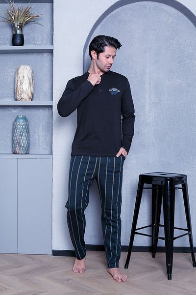 Ahengim Man Men's Striped Interlock Pajama Set - Cotton Seasonal