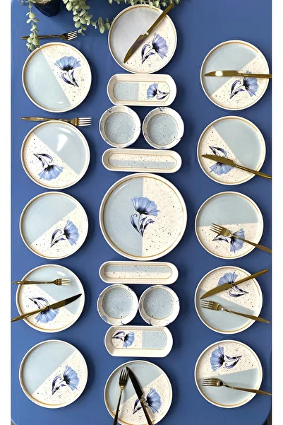 VENÜS HOME DECORATION Blue Bride - 21 Piece Breakfast Set for 12 People
