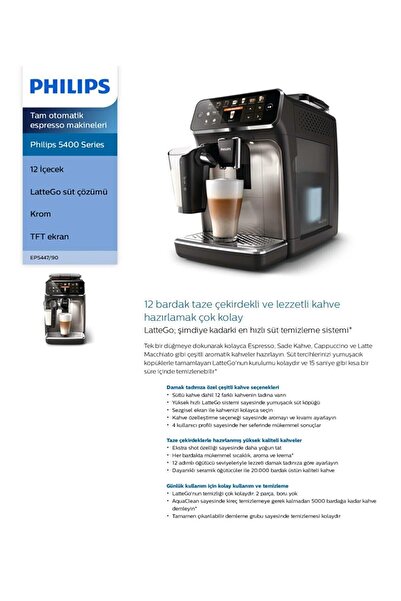 Philips LatteGo Tam Otomatik Espresso Makinesi, Tek Dokunuşla 12 Çeşit İçecek...