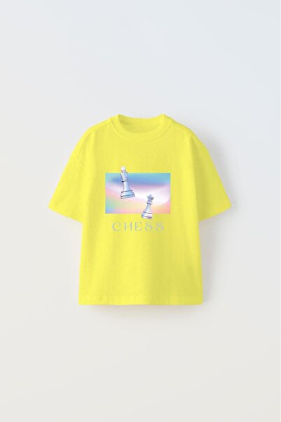 The Champ Clothing Žuto dete T-shirt - Šah napisan, šareni šah Štampano