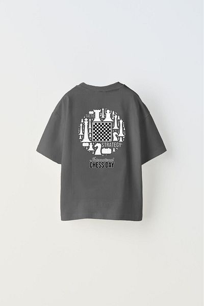 The Champ Clothing Int. Chess Day - Smoked Printed Children's T-shirt, Written Chess Design