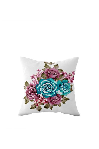 linazaitun White Backdrop Floral Pattern Single Side Hidden Zipper Pillowcase Throw Pillow Sofa Cushion Case