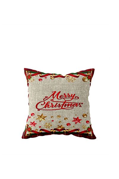 linazaitun Merry Christmas Ornament Gift Theme Single Sided Hidden Zipper Throw Pillow Sofa Pillow Case