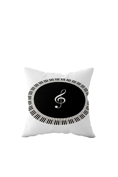 linazaitun Left Hand Keyed Piano Pattern Single Side Hidden Zipper Pillowcase Throw Pillow Sofa Cushion Cover