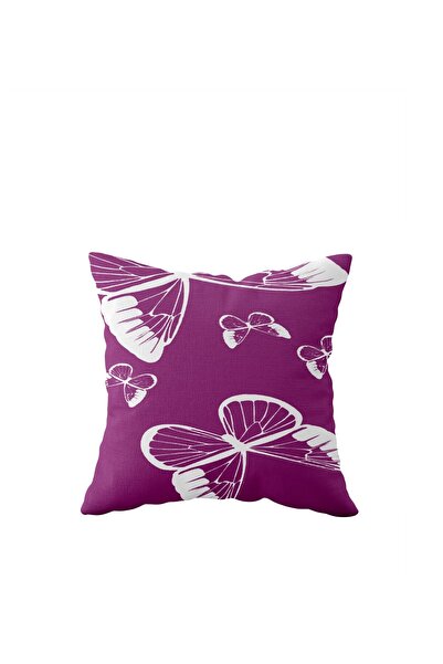 linazaitun White Butterfly Pattern on Pink Background Single Sided Hidden Zip...