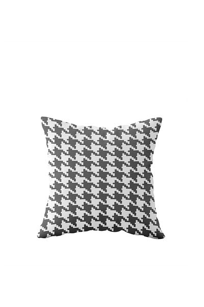 linazaitun Gray Houndstooth Double Sided Hidden Zipper Pillow Case Throw Pillow Sofa Pillow Case
