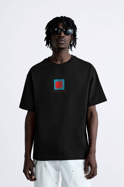 The Champ Clothing Afraid Of Real World Printed Black Oversize ανδρικό μπλουζάκι - Crew Neck