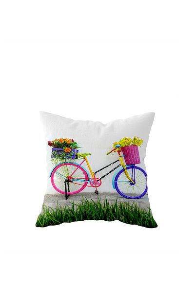 linazaitun Bicycle Pattern Single Side Hidden Zipper Pillowcase Throw Pillow Seat Cushion Cover