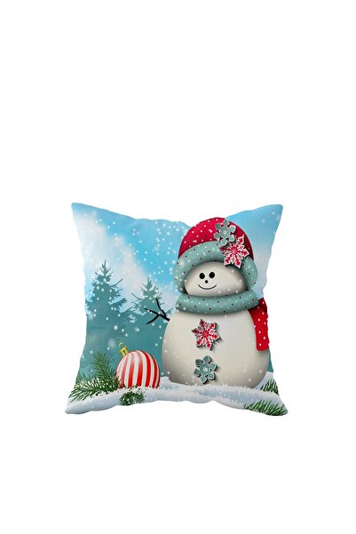linazaitun Snowman New Year Themed Single Sided Hidden Zippered Pillow Case T...