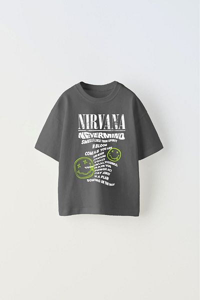 The Champ Clothing Smoke Color Children's T-Shirt - Nirvana Text and Smile Print