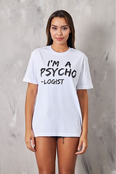 The Champ Clothing Tricou alb pentru femei - „Sunt un logist psiho” scris