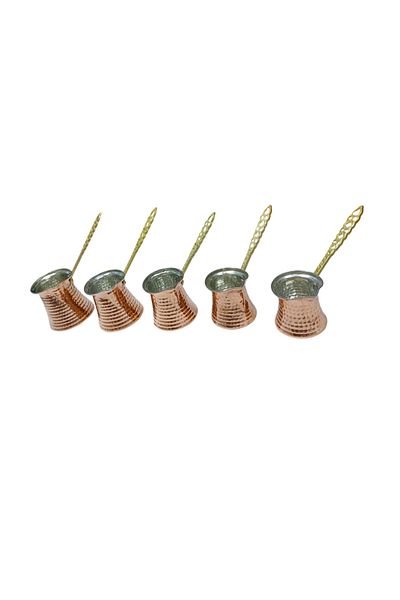 SAFİR ÇAY KAZANLARI Safirim 5-Piece Copper Turkish Coffee Pot Set - Different Size