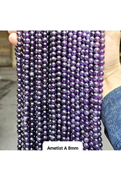 Altınsoy collection 1 Dize Orginal Hakiki A++ Kalite 8 MM Ametist Taşı