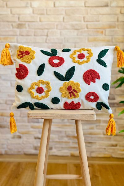 SWITA Single Decorative Special Design Punch Embroidered Throw Pillow Cover
