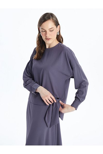 LC Waikiki Oversize Γυναικεία Μπλούζα - Crew Neck, Μασίφ Μακρύ μανίκι
