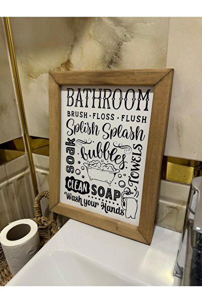 woodhomeworks Home , Banyo için Modern Ahşap Çerçeveli Tablo
